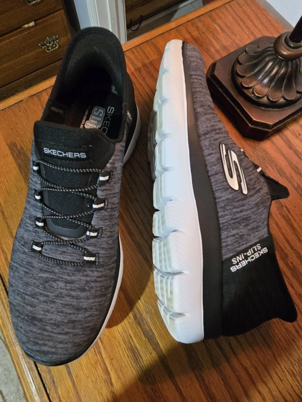Skechers Slip-Ins  Black/Gray Memory Foam Slip-On Sneakers